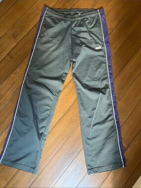 Puma Grey Track Pants with Purple Side Panels
